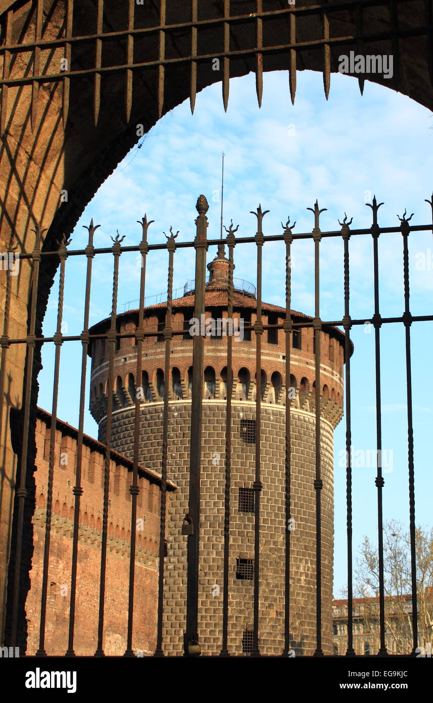 Bastion du château Sforzesco de Milan, Italie Banque D'Images