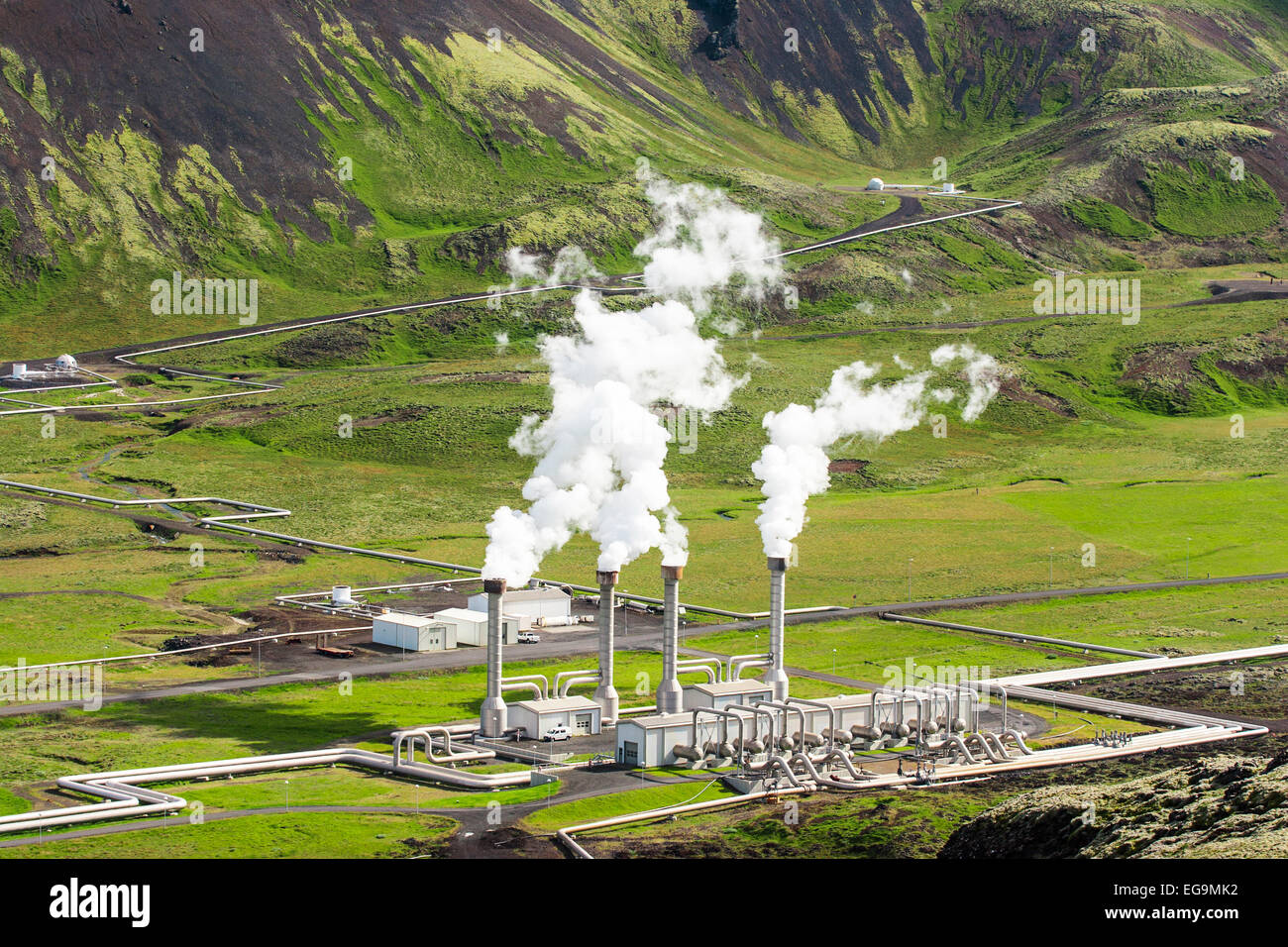 Nesjavellir Power Plant , la plus grande centrale géothermique en Islande. Banque D'Images