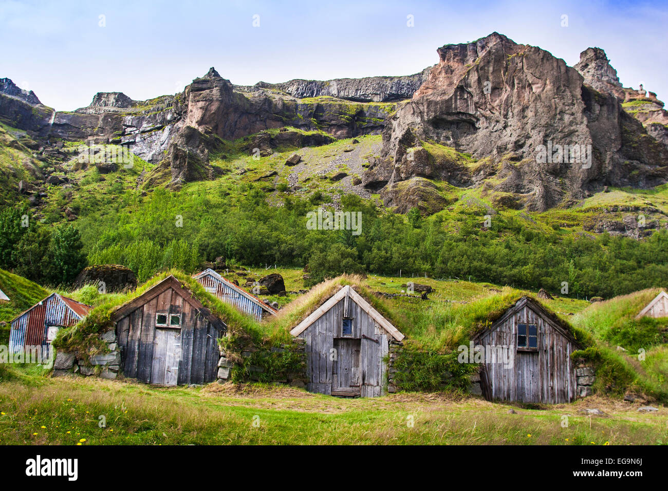 La chambre maisons à Nupsstadur, Islande. Banque D'Images