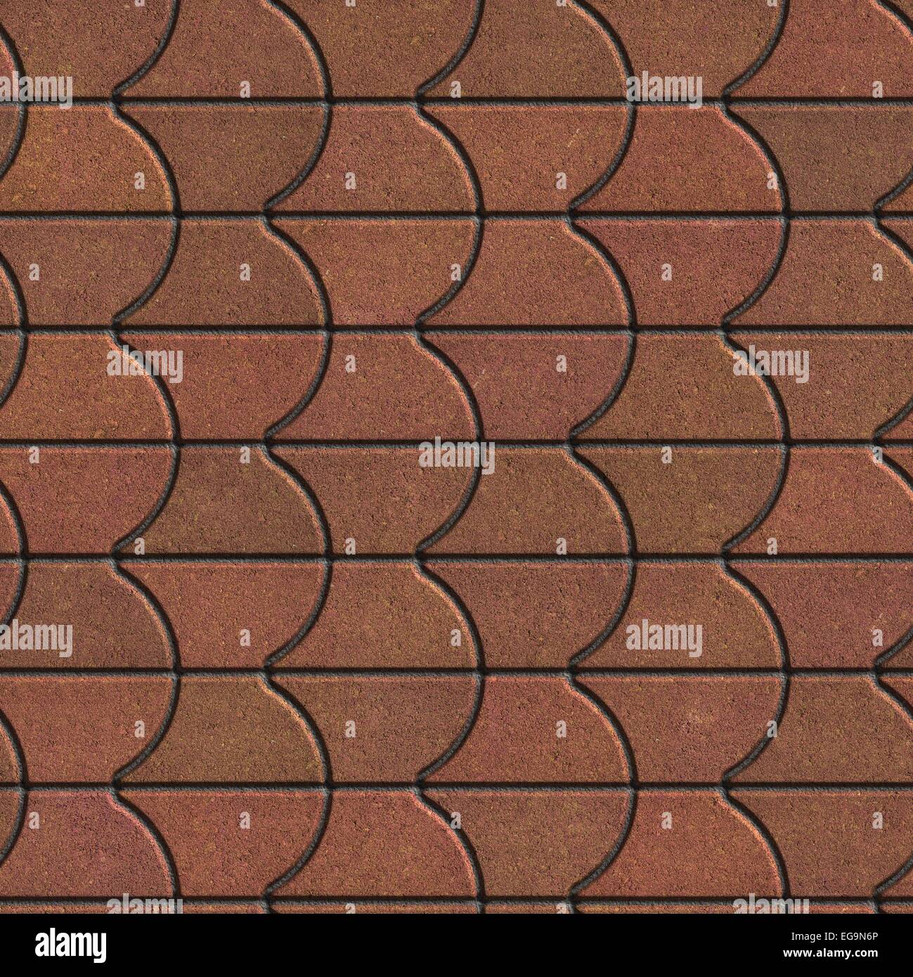 Brown trottoir avec les vagues de passage et ligne droite. Seamless Texture Mosaïque. Banque D'Images