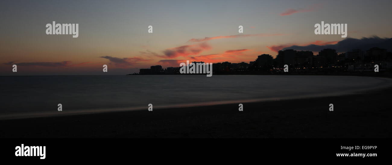 Benalamadena beach sunset Banque D'Images