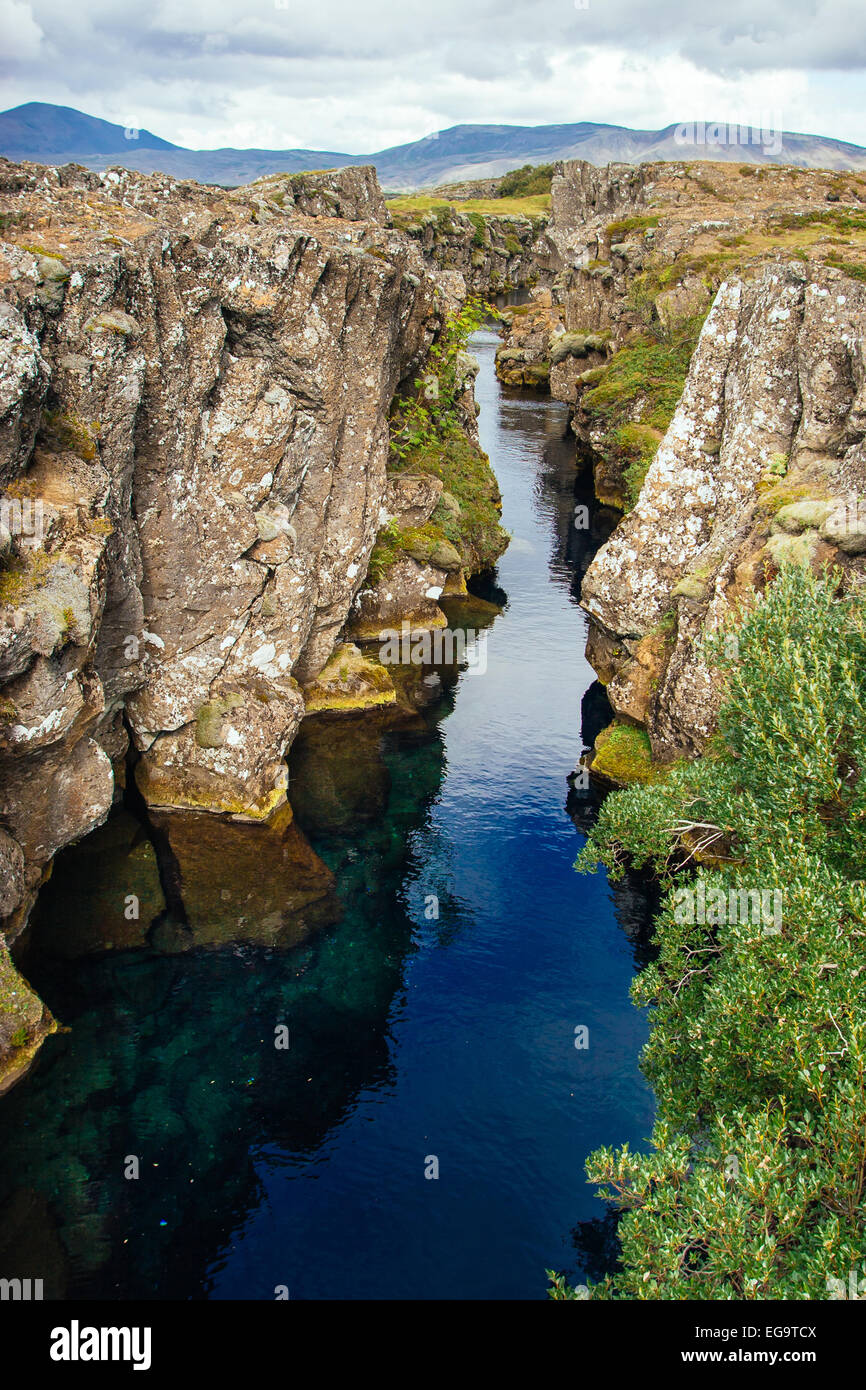 Þingvellir, rift géographique entre l'Europe et en Amérique du Nord, l'Islande Banque D'Images