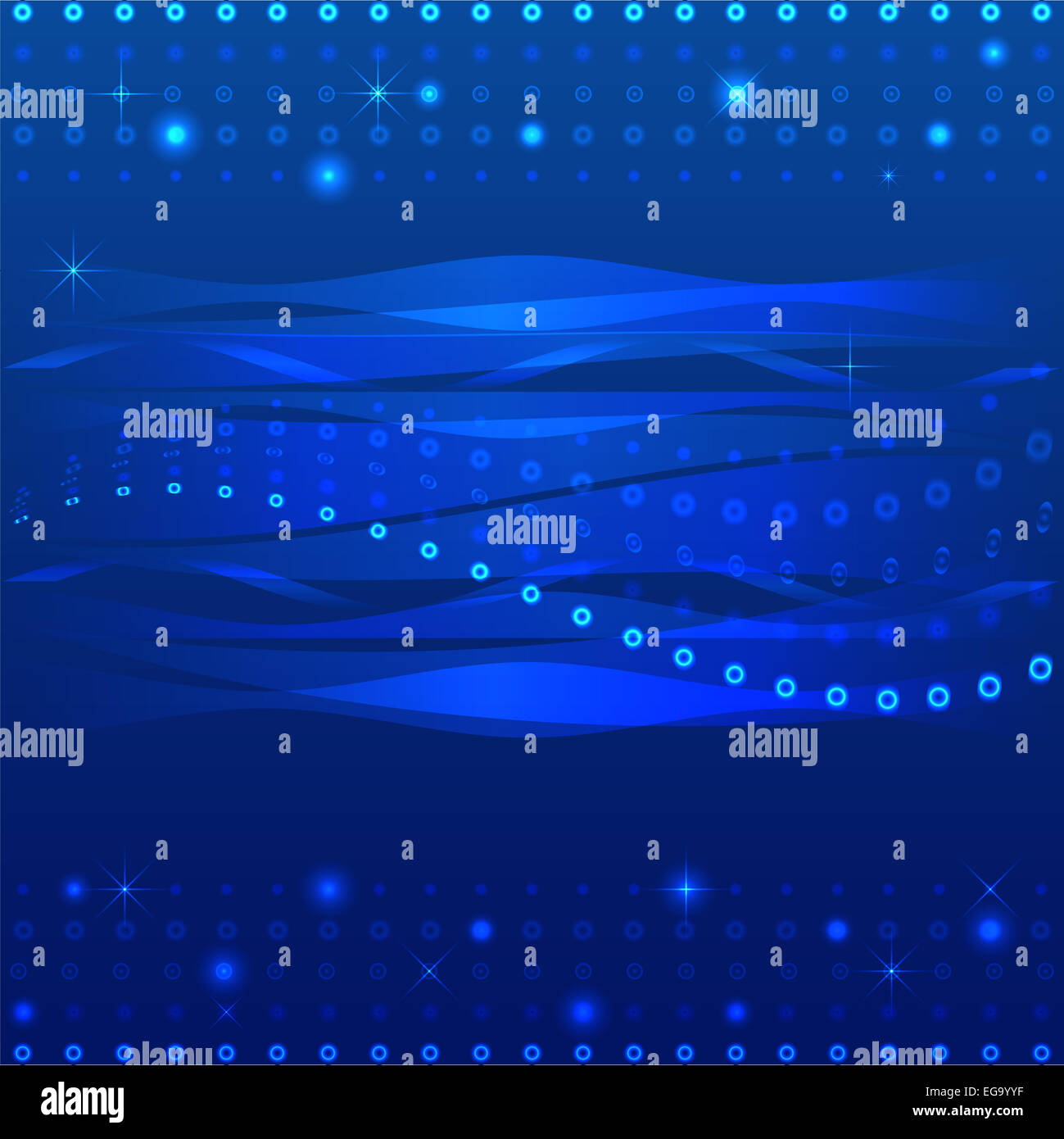 Résumé fond ondulé avec éléments lumineux en bleu Banque D'Images