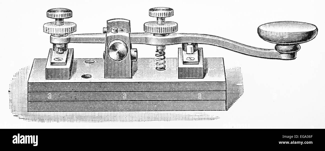 Dessin d'un vintage 1867 Morse code touches Banque D'Images