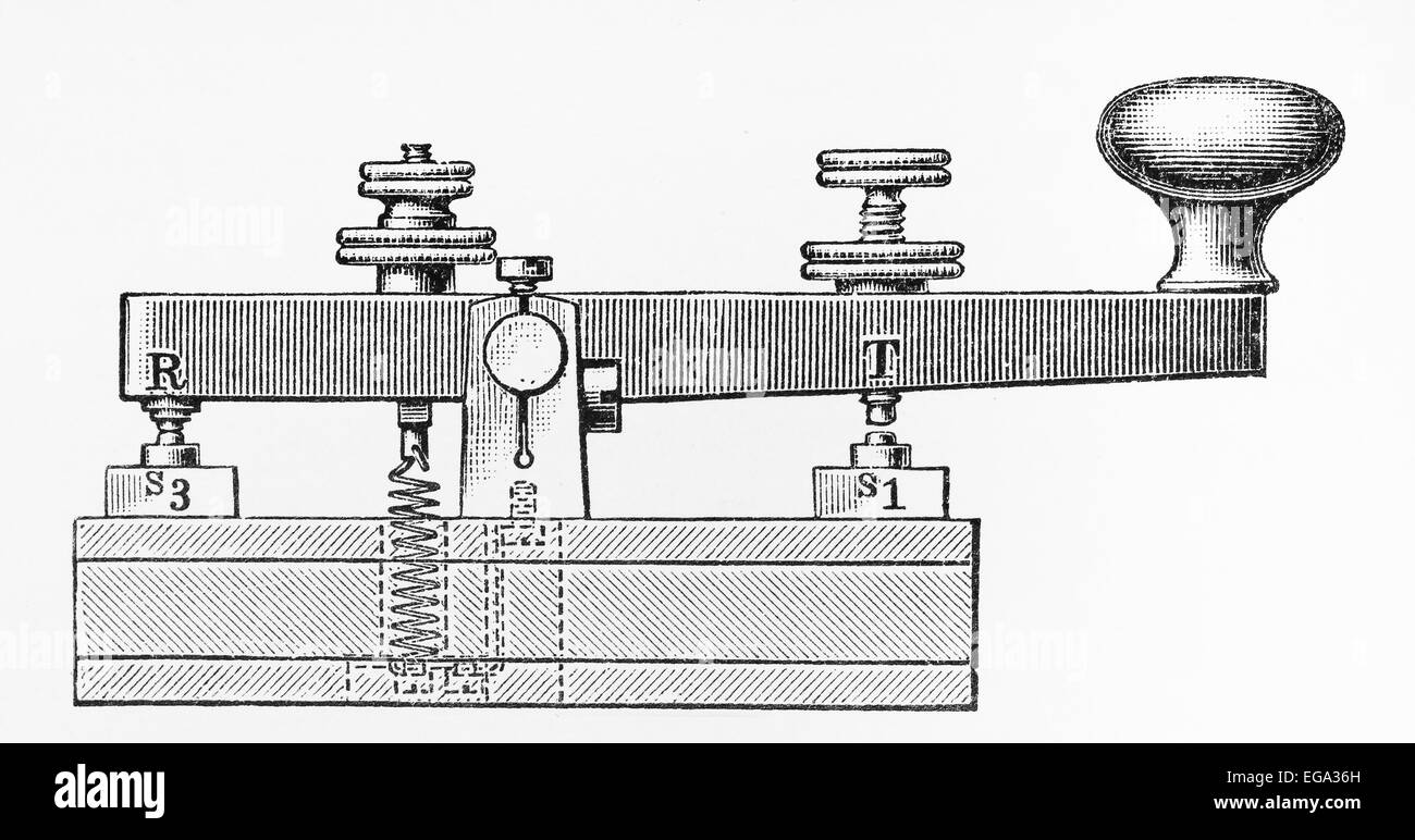 Vintage dessin du 19e siècle clavier Morse Banque D'Images