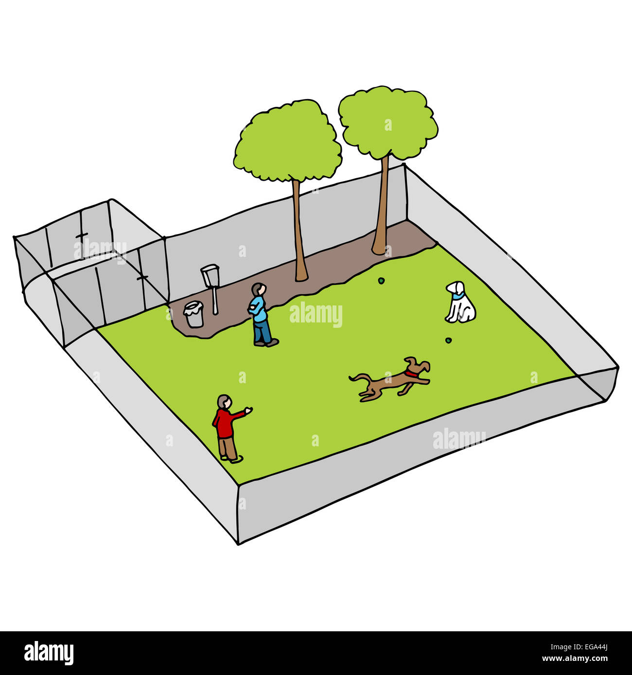 L'image d'un parc à chiens. Banque D'Images