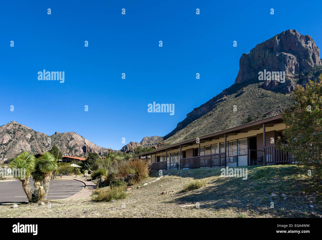 Les montagnes Chiso Lodge, bassin Chiso, Big Bend National Park, Texas, États-Unis Banque D'Images
