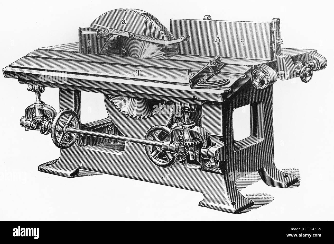 Scie circulaire pour la transformation du bois, à partir du début de 20e siècle Banque D'Images