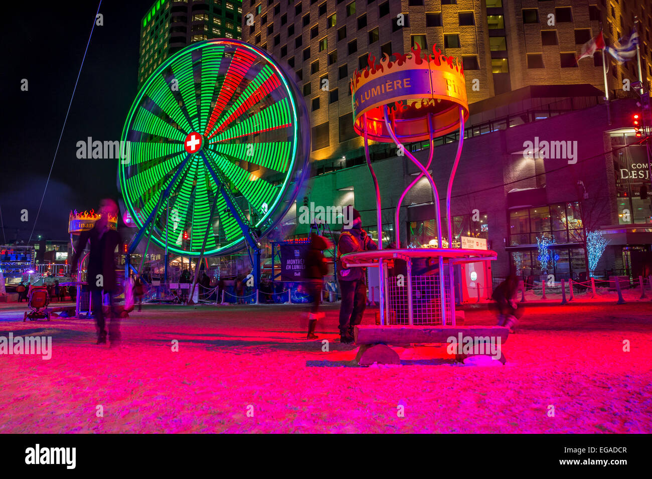 Grande roue pendant le Festival Montréal en Lumière, en 2015 Banque D'Images