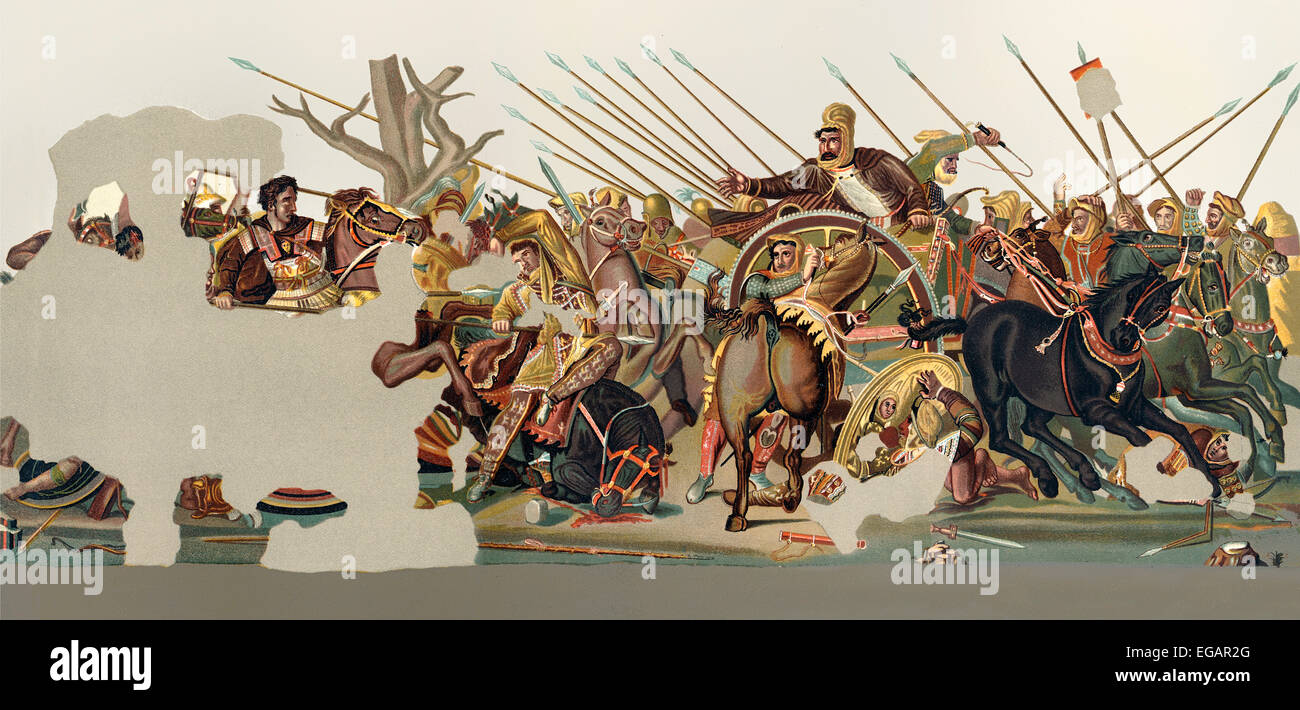 La mosaïque d'Alexandre, vers 100 avant J.-C., est une mosaïque romaine trouvés à Pompéi, il illustre bataille d'Issos en 333 av. de l'a Banque D'Images