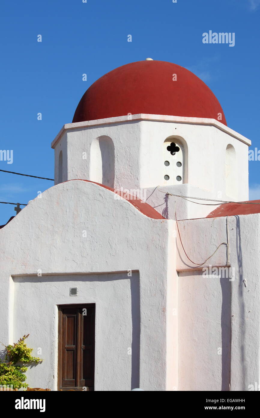 Église typique de l'île de Mykonos, Grèce Banque D'Images