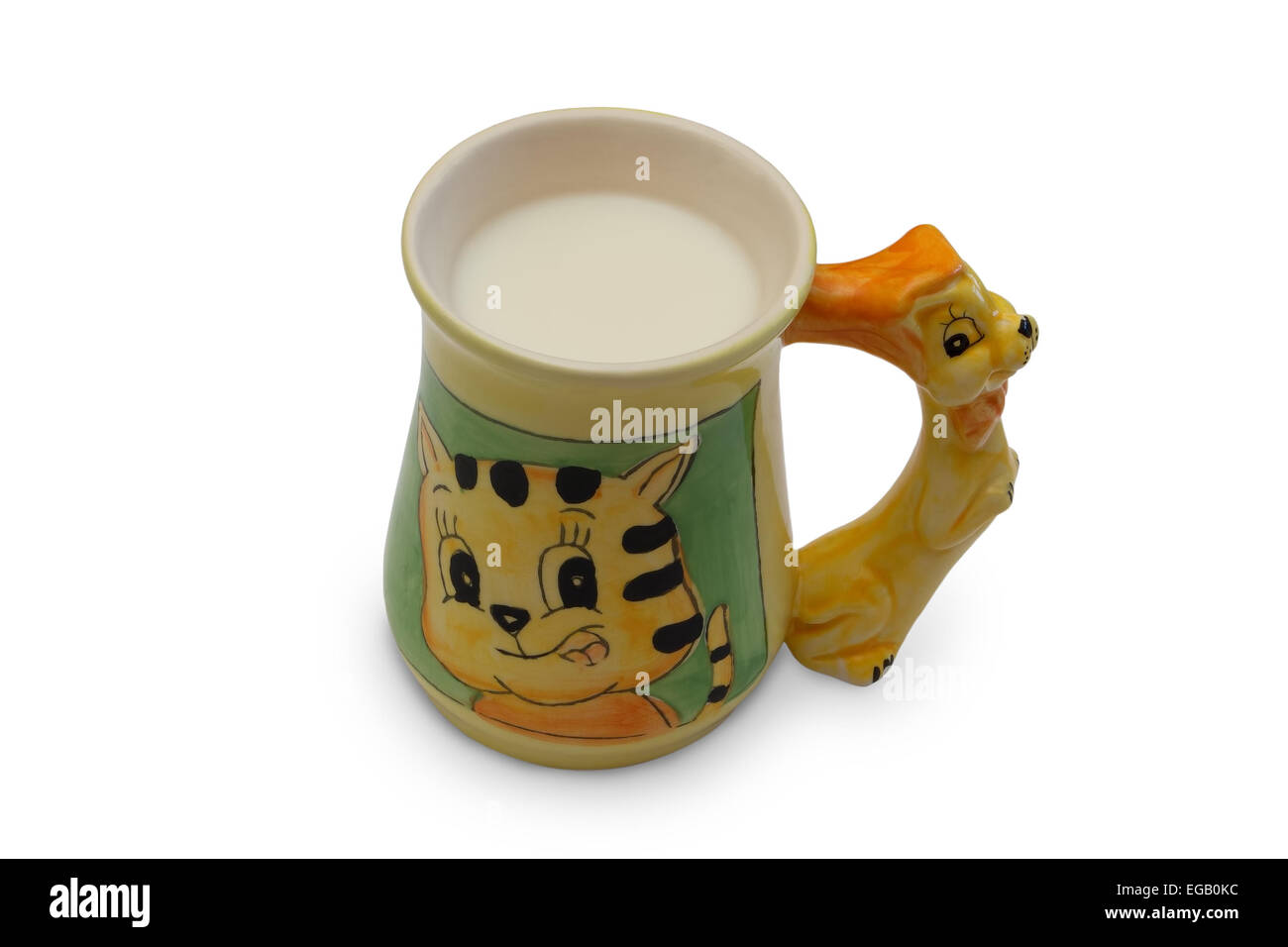 Tasse de lait isolé sur blanc. Banque D'Images