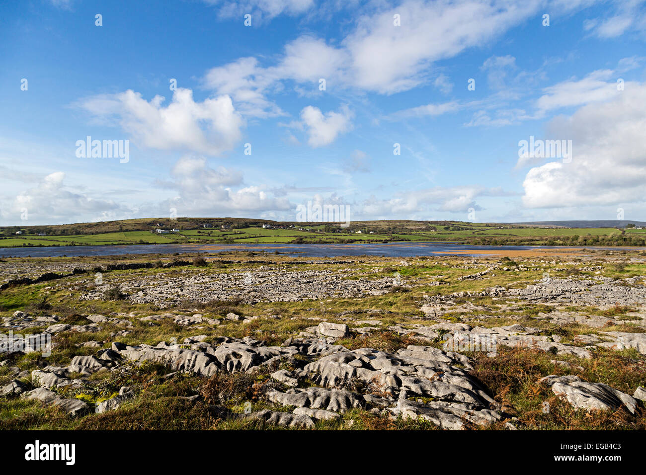 Paysage karstique calcaire à Carran Turlough, le Burren, comté de Clare, Irlande Banque D'Images