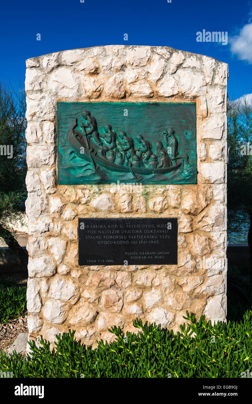 WWII Memorial à Tkon, Île Pašman, côte dalmate, en Croatie Banque D'Images
