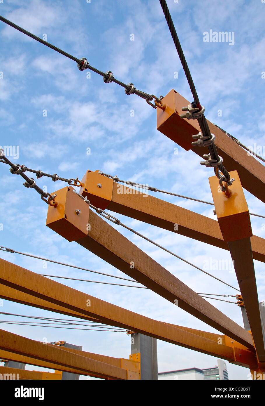 L'ensemble de Gros plan sur les câbles de suspension bridge Banque D'Images