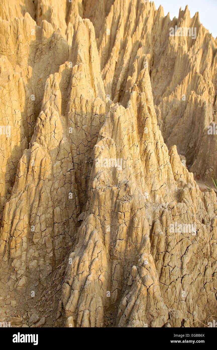 Le gros plan de formations badlands dans le sud de Taïwan Banque D'Images