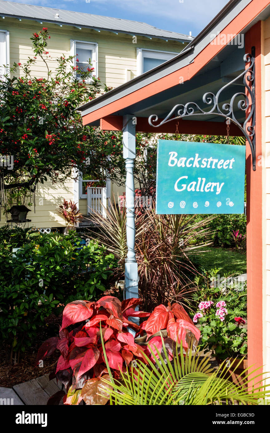 Jensen Beach Florida,Jensen Beach Boulevard,Art Cottages,Backstreet Gallery,shopping shopper shoppers magasins marché marchés achat sel Banque D'Images