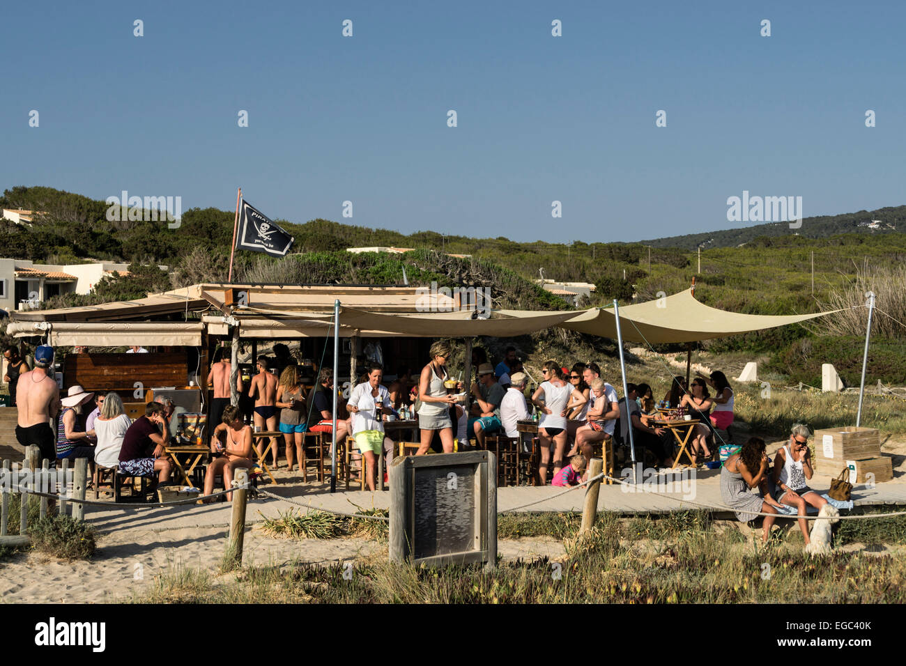 Pirata Bus , Beach Bar, Formentera, Espagne Banque D'Images