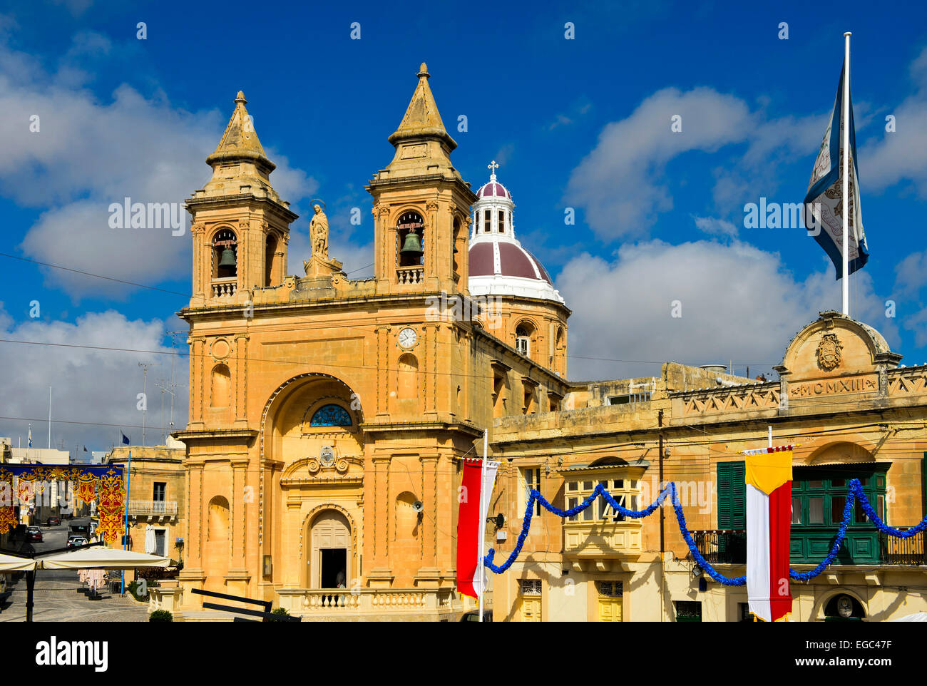 L'église paroissiale de Notre-Dame de Pompéi, Marsaxlokk, Malte Banque D'Images