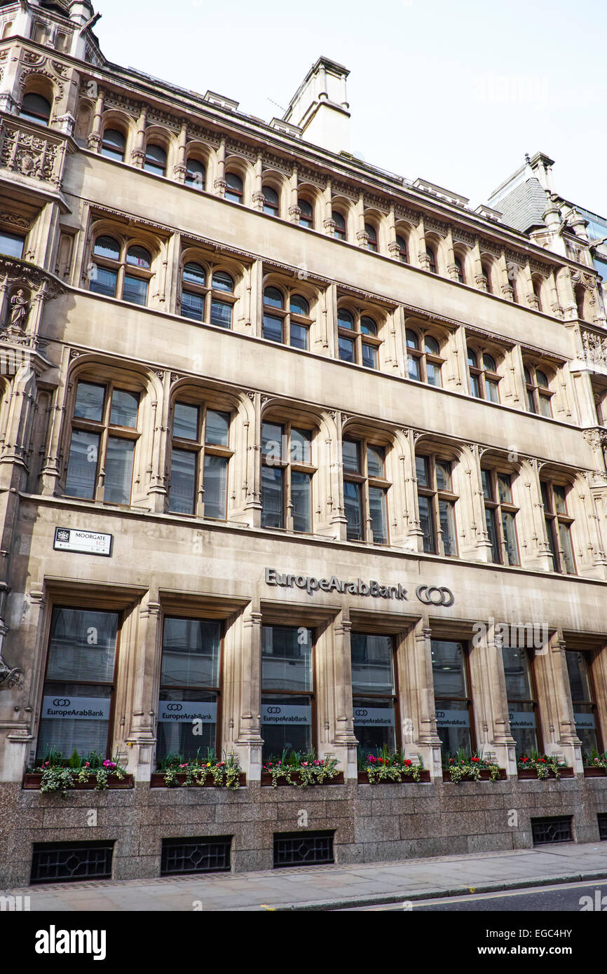 L'Europe Banque Arabe Moorgate Ville de London UK Banque D'Images