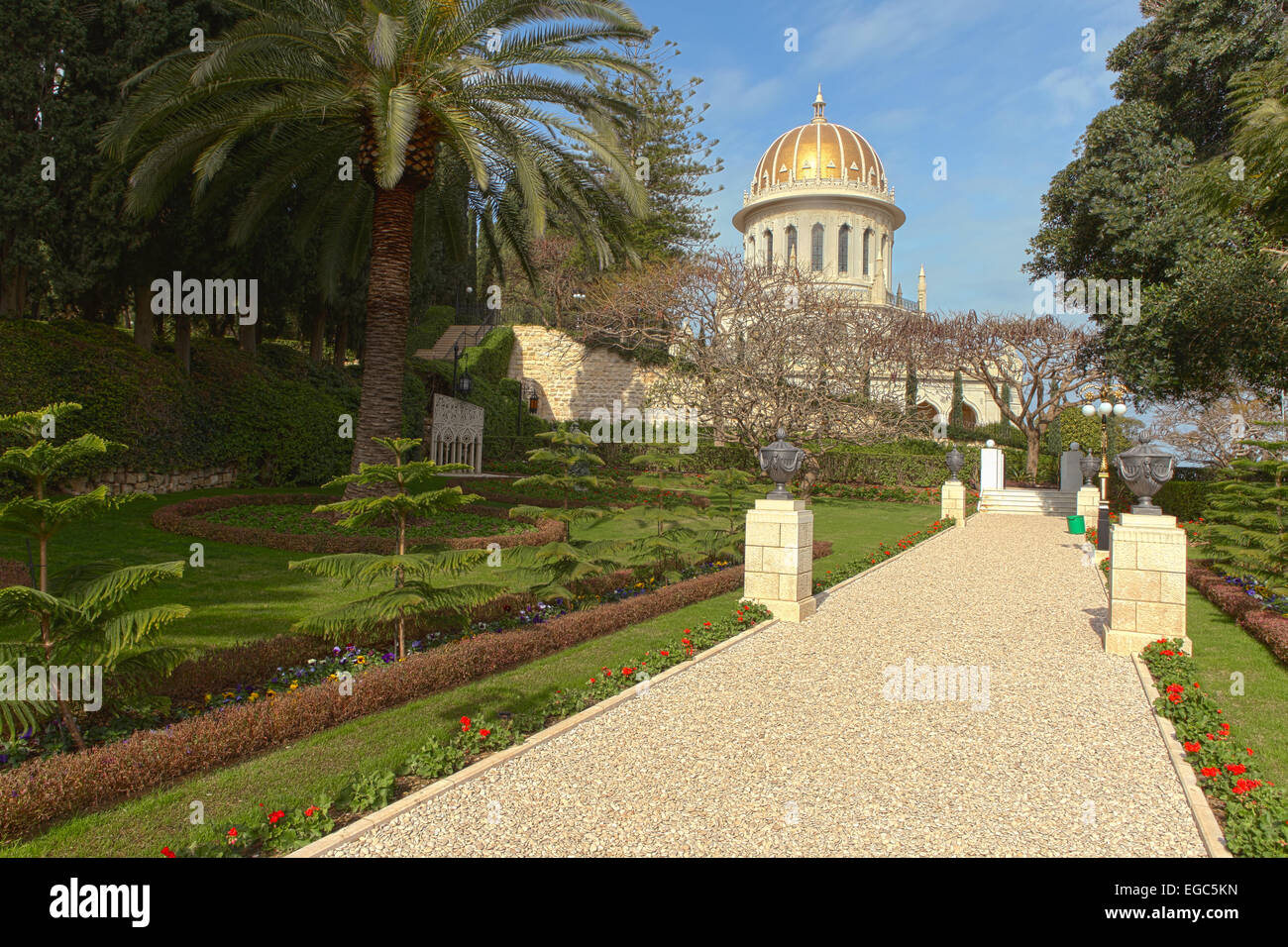 Une belle photo de les jardins de Bahai à Haïfa en Israël. Banque D'Images