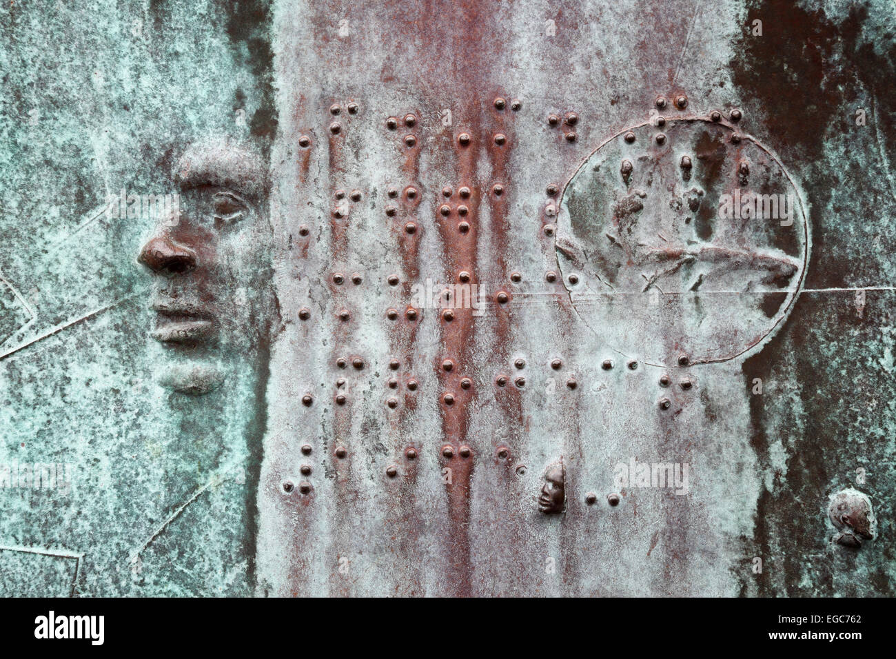Reliefs braille tactile pour vision réduite de la Franklin Delano Roosevelt Memorial à Washington D.C. Banque D'Images