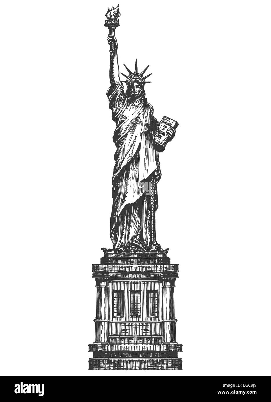 La statue de la liberté sur un fond blanc. vector illustration Banque D'Images