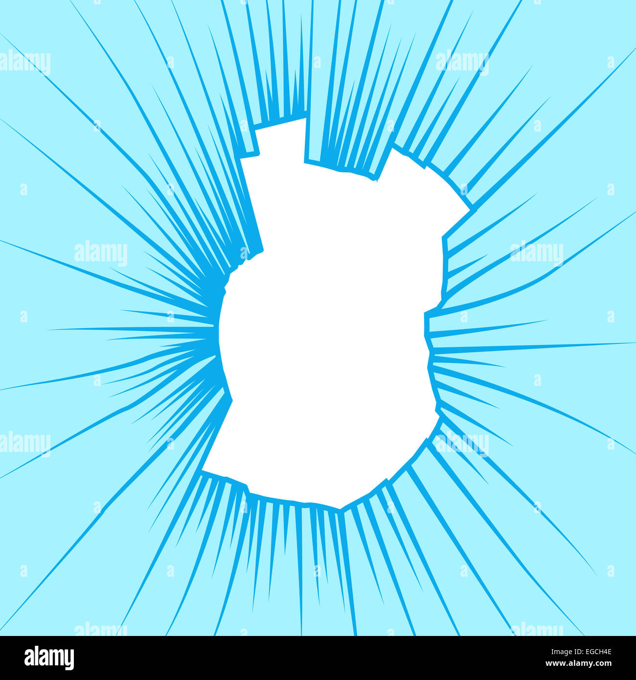 Fissures radiales sur du verre brisé. Vector illustration Banque D'Images