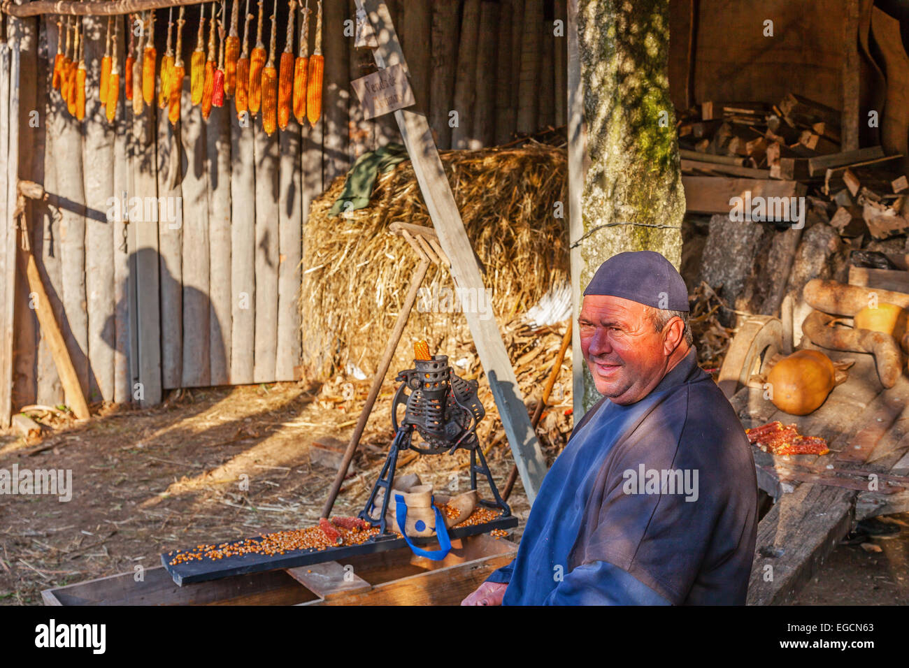 Priscos, Portugal. Plus grande crèche vivante en Europe. Un acteur amateur locales participant à l'événement. Voir plus d'informations Banque D'Images