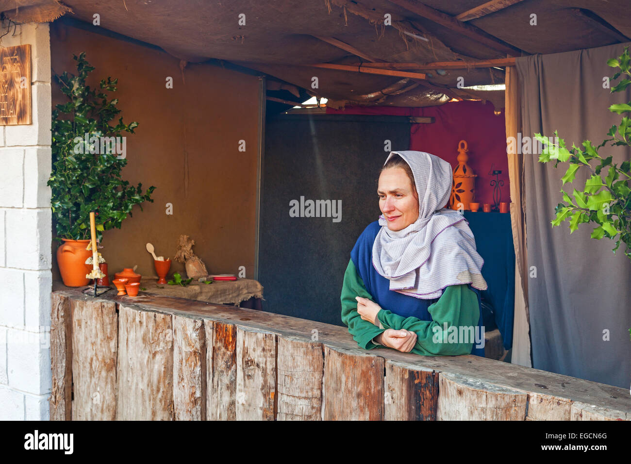 Priscos, Portugal. Plus grande crèche vivante en Europe. Petit magasin vendant des produits traditionnels de la région. Voir plus d'informations Banque D'Images