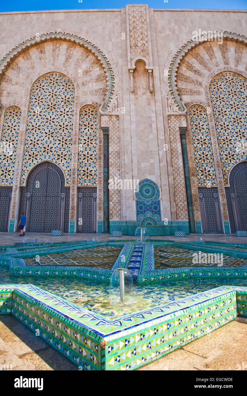 Vue de la mosquée Hassan II à Casablanca, Maroc Banque D'Images