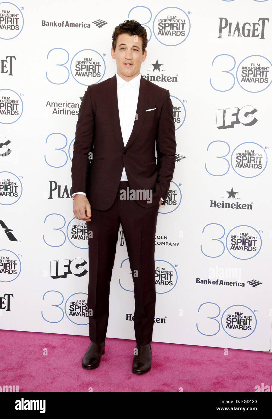 Miles Teller au Film Independent Spirit Awards 2015 tenue à la Santa Monica Beach à Santa Monica le 21 février 2015. Credit : Lumeimages.com Banque D'Images