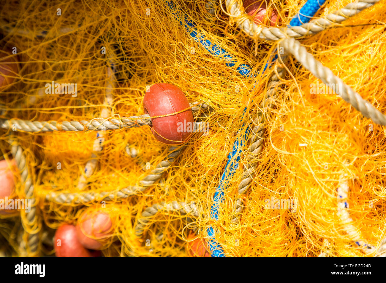 Les filets de pêche à Latsi, Chypre du Nord Banque D'Images