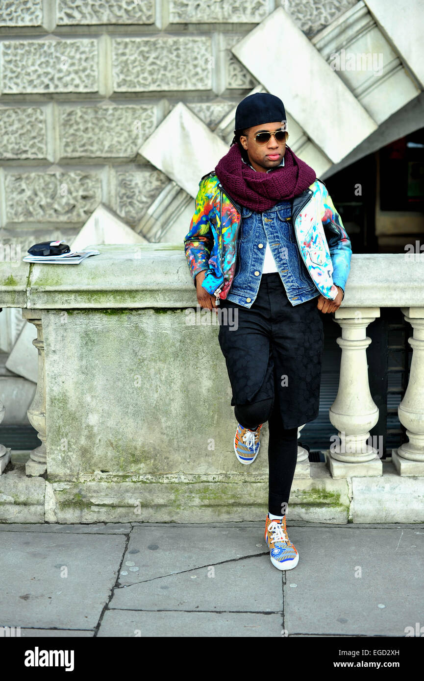 Zadrian Smith participant à la semaine de la mode de Londres - 21 févr. 2015  - Photo : Manhattan piste/Céline Gaille Photo Stock - Alamy