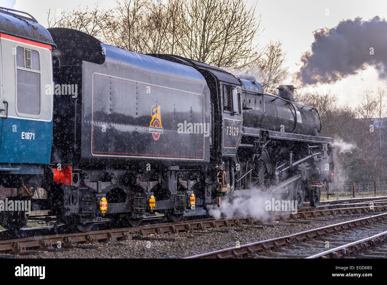 East Lancs gala à vapeur Mar 2015. British Railways Standard Class 5 n°73129 préservé est une locomotive à vapeur britannique. Il Banque D'Images