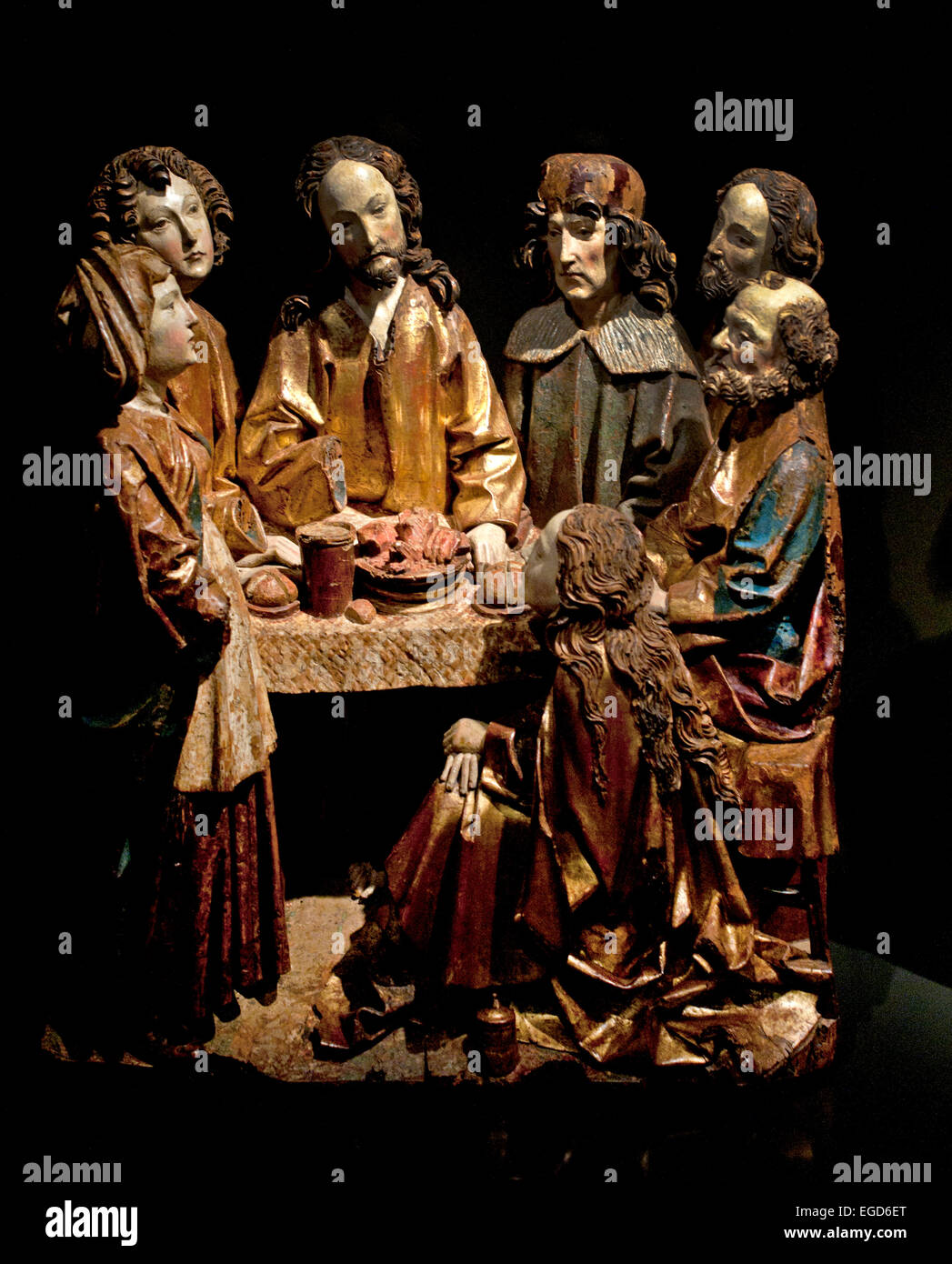 La Cène à Emmaüs 1520 ( célébration de la Messe ) Ulm Allemagne Allemand ( Limewood avec polychromie ancienne ) Rijksmuseum Amsterdam Banque D'Images