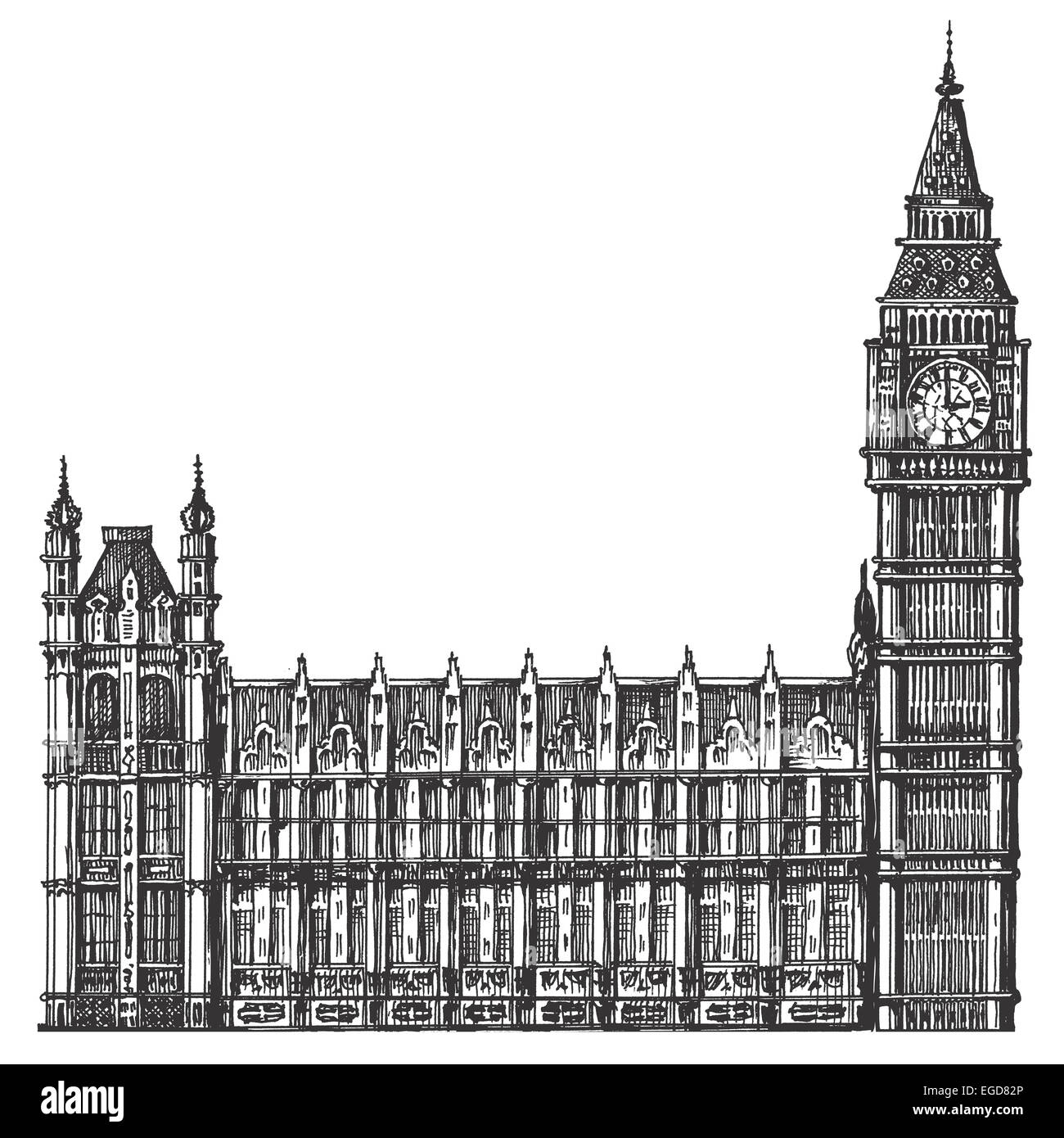 Big Ben logo vector modèle. Londres Royaume-Uni ou icône. Banque D'Images