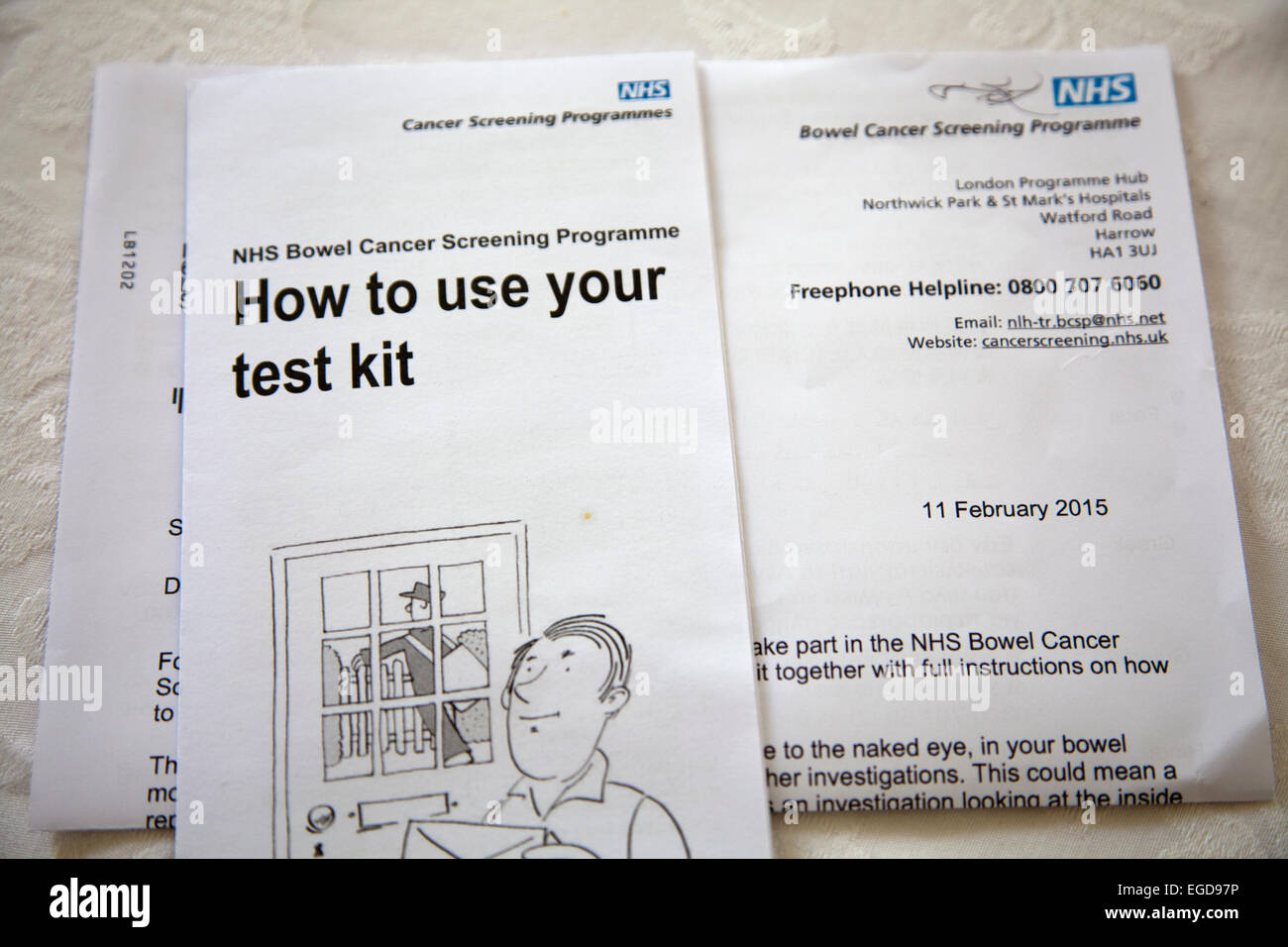 Brochure du programme de dépistage du cancer de l'intestin - UK Banque D'Images