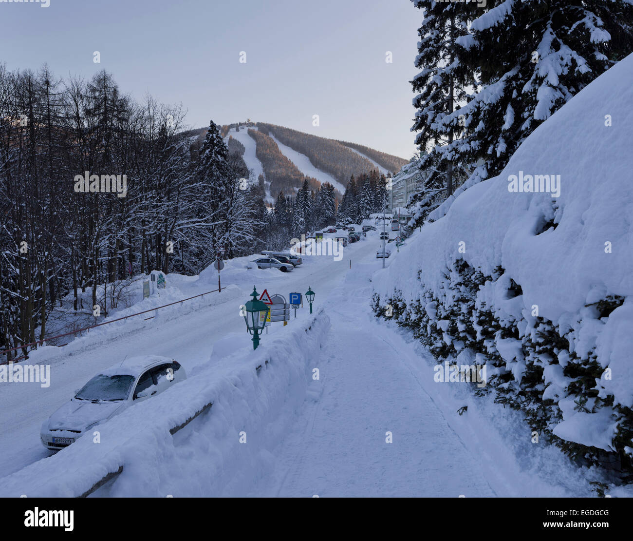 Hirschenkogel en hiver, ski, Semmering, Basse Autriche, Autriche Banque D'Images