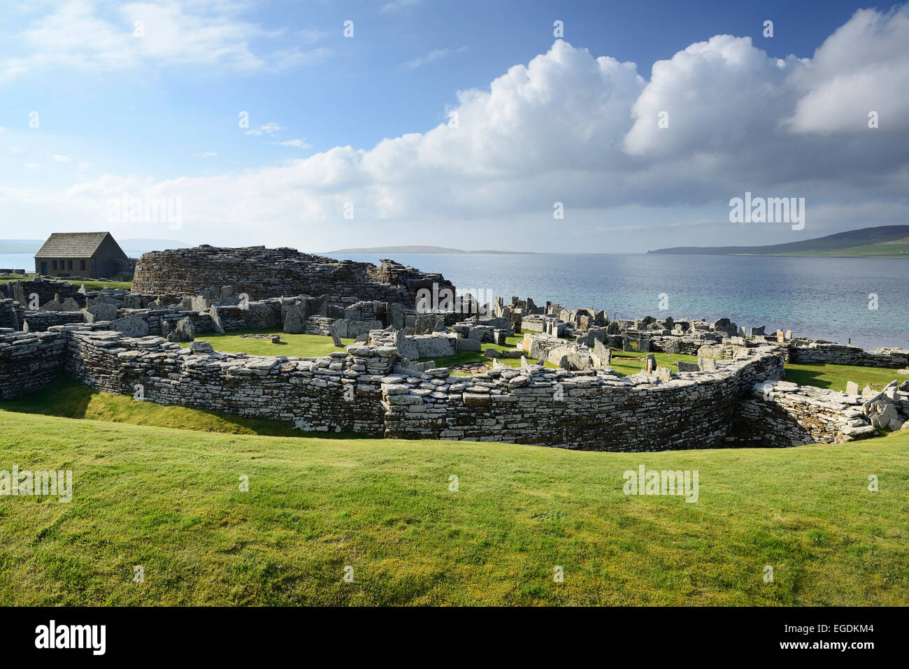 Site néolithique de Broch Gurness, Broch de Gurness, Site du patrimoine mondial de l'UNESCO Le Coeur néolithique des Orcades, îles Orcades, Ecosse, Grande-Bretagne, Royaume-Uni Banque D'Images