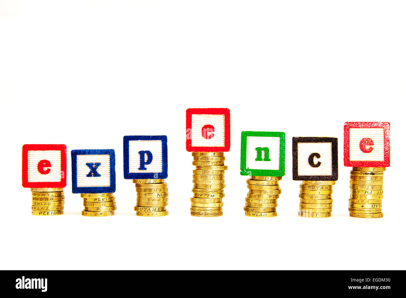 Dépenses Dépenses Dépenses dépenses coûtent de l'argent : découpe découpe d'établissement des coûts white background copy space Banque D'Images