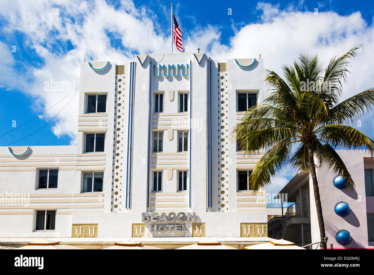 La conception de bâtiments Art déco sur Ocean Drive, à South Beach Miami, Floride, USA Banque D'Images La conception de bâtiments Art déco sur Ocean Drive, à South Beach Miami, Floride, USA Banque D'Images