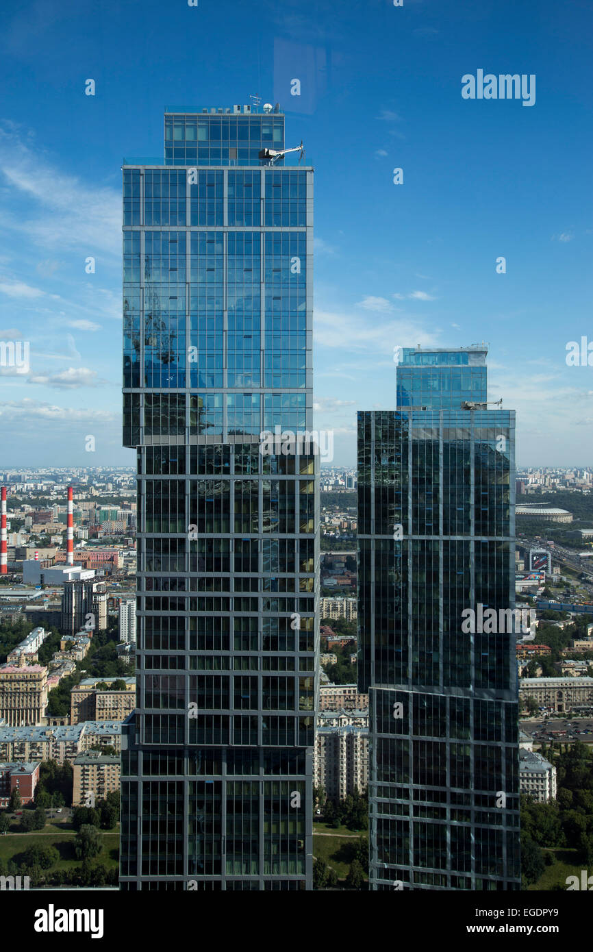 Centre de commerce international de la ville de Moscou skyscapers vu de la tour de Russie, Moscou, Russie, Europe Banque D'Images