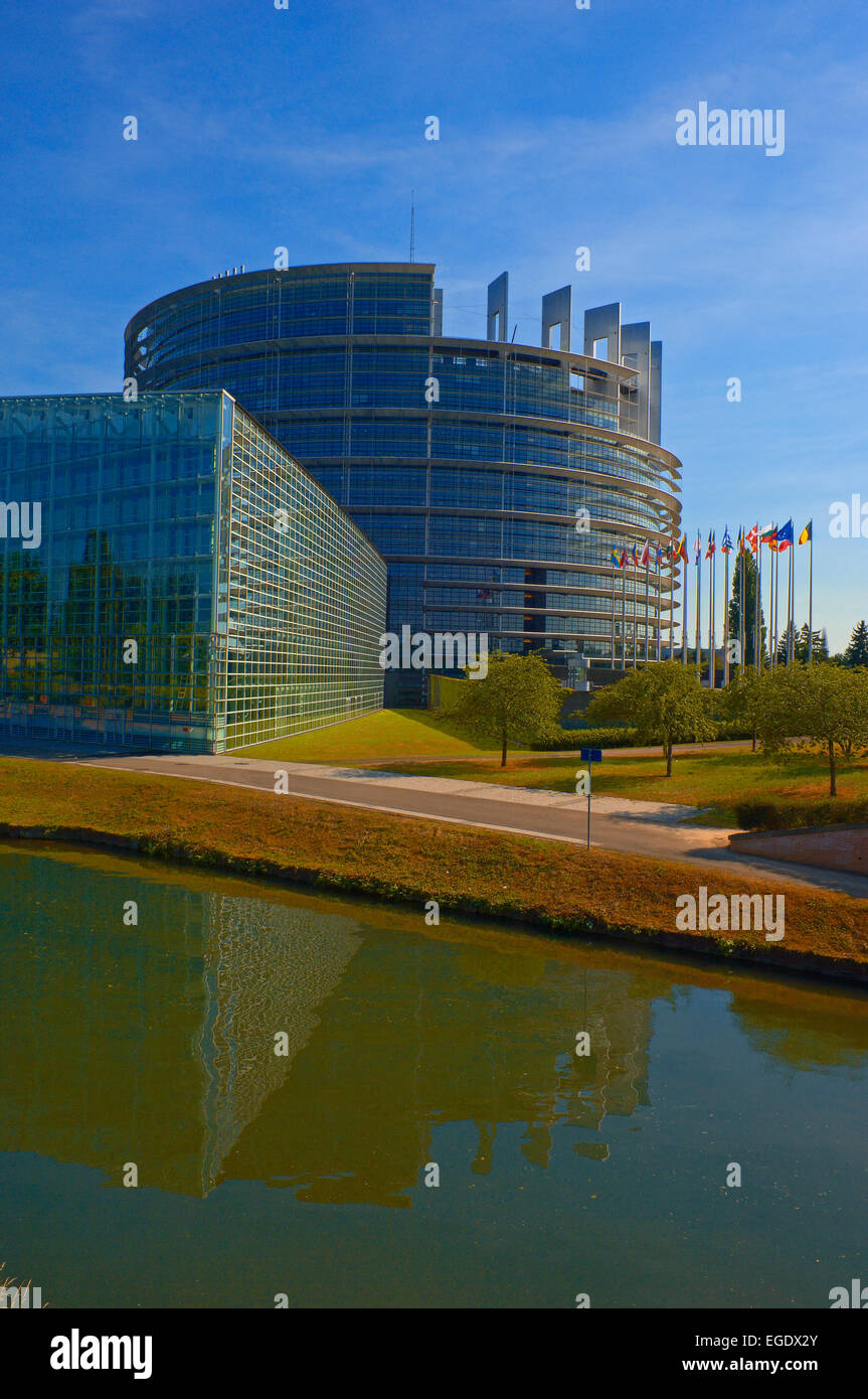 Strasbourg, Parlement européen, UNESCO World Heritage site, Alsace, Bas Rhin, France, Europe. Banque D'Images