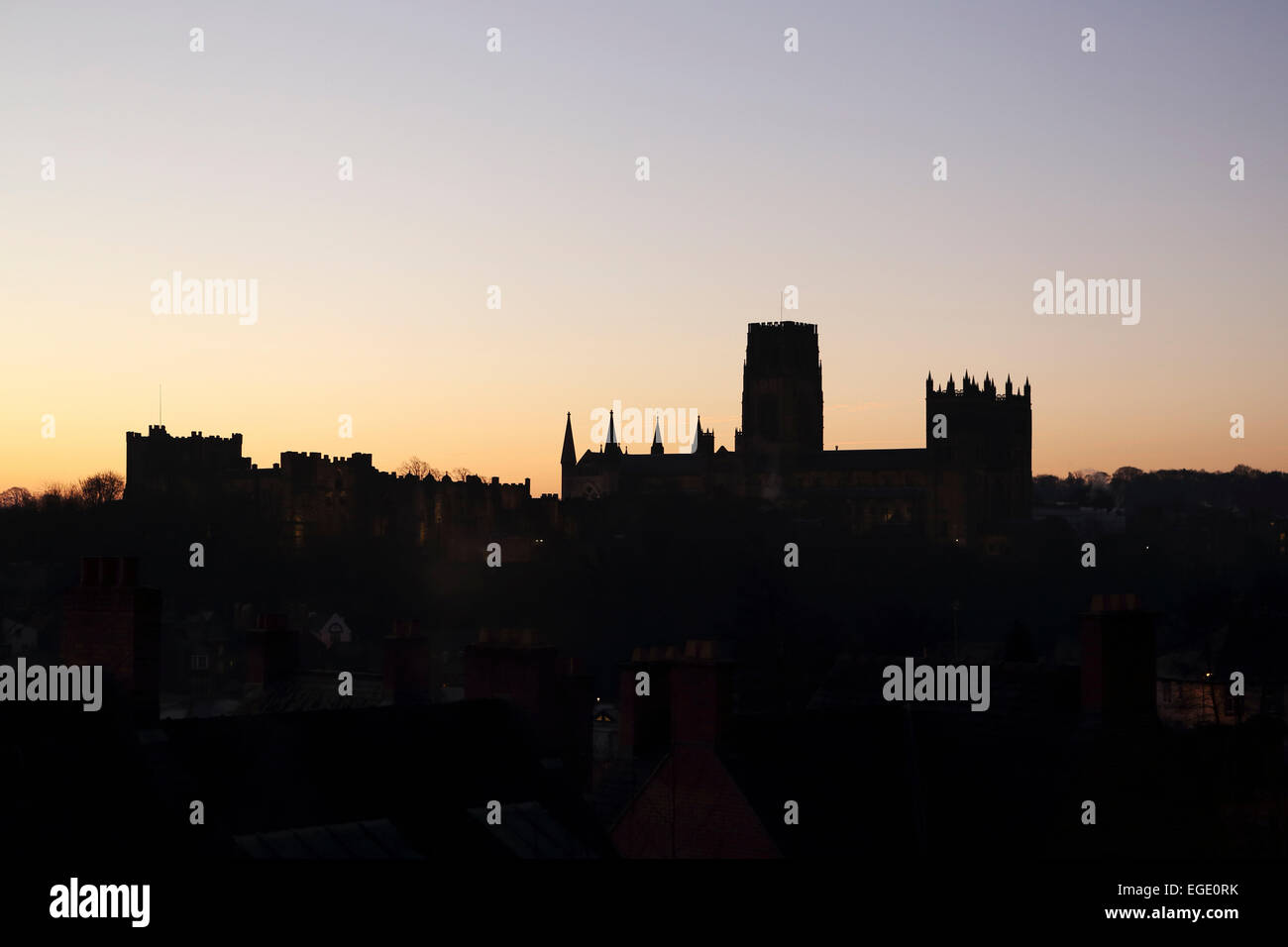 L'aube sur la ville de Durham, en Angleterre. Banque D'Images