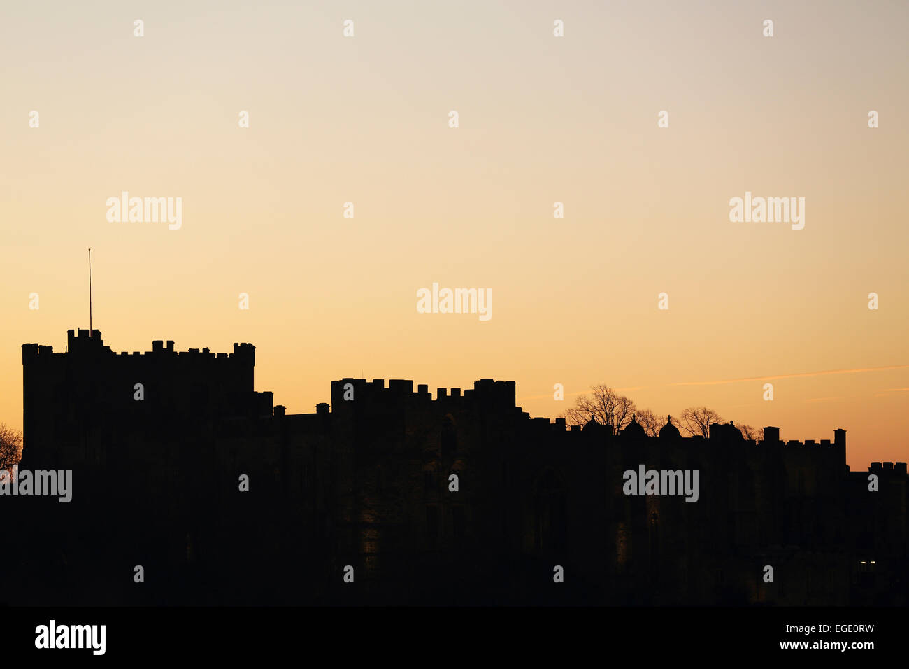 Au cours de l'aube, château de Durham de Durham, Angleterre. Banque D'Images