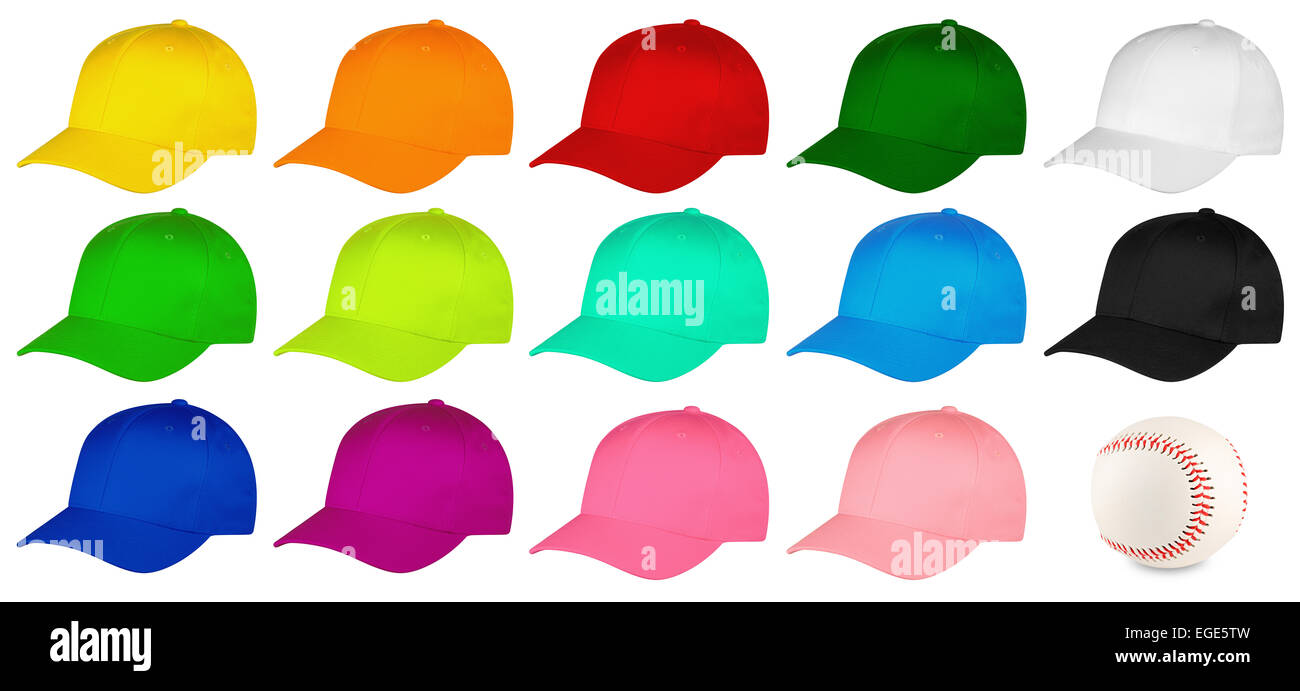 Ensemble de casquettes de baseball coloré Photo Stock - Alamy