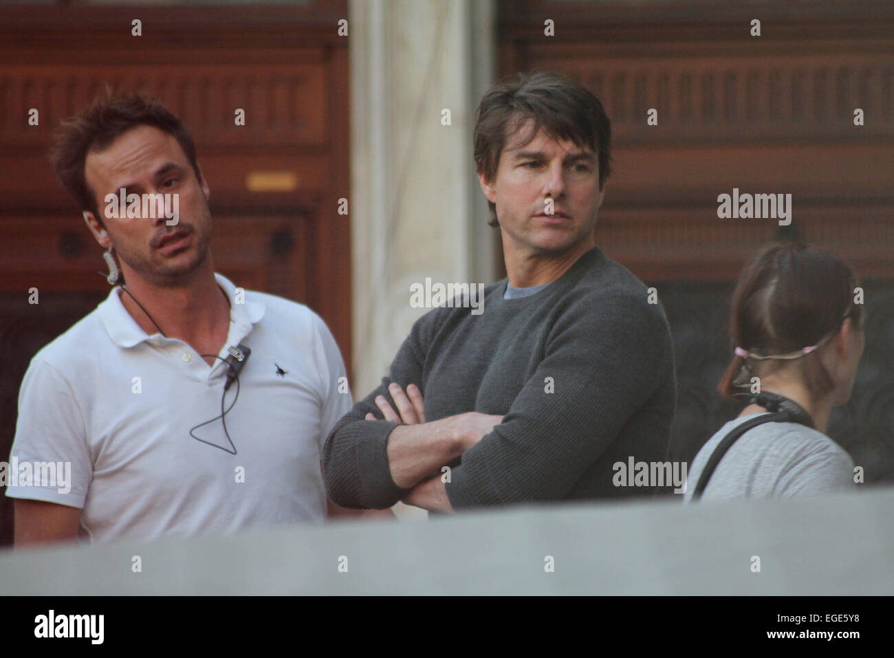 Tom Cruise sur le tournage de Mission : Impossible 5 à l'Opéra de Vienne avec : Tom Cruise,Guest Où : Vienne, Autriche Quand : 21 août 2014 Banque D'Images