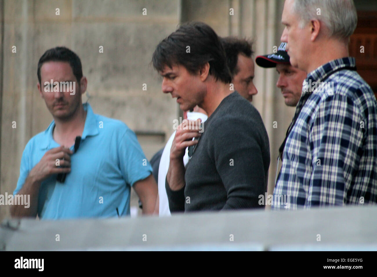 Tom Cruise sur le tournage de Mission : Impossible 5 à l'Opéra de Vienne avec : Tom Cruise,Guest Où : Vienne, Autriche Quand : 21 août 2014 Banque D'Images