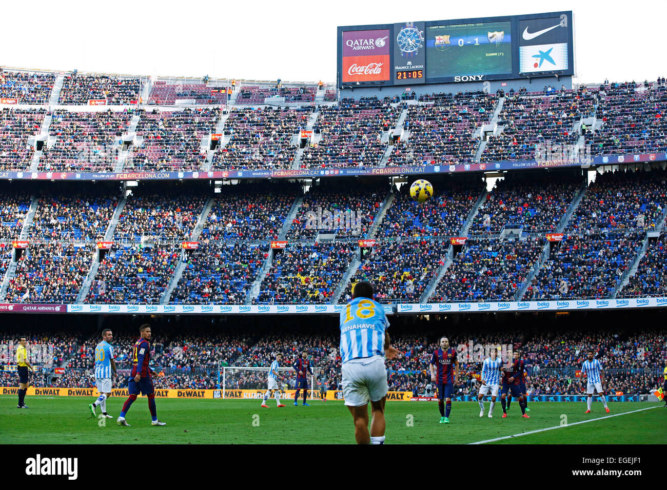 Vue générale, le 21 février 2015 - Football/soccer : Espagnol Primera Division 'Liga BBVA' match entre FC Barcelona 0-1 Malaga CF au Camp Nou à Barcelone, Espagne. © D.Nakashima/AFLO/Alamy Live News Banque D'Images